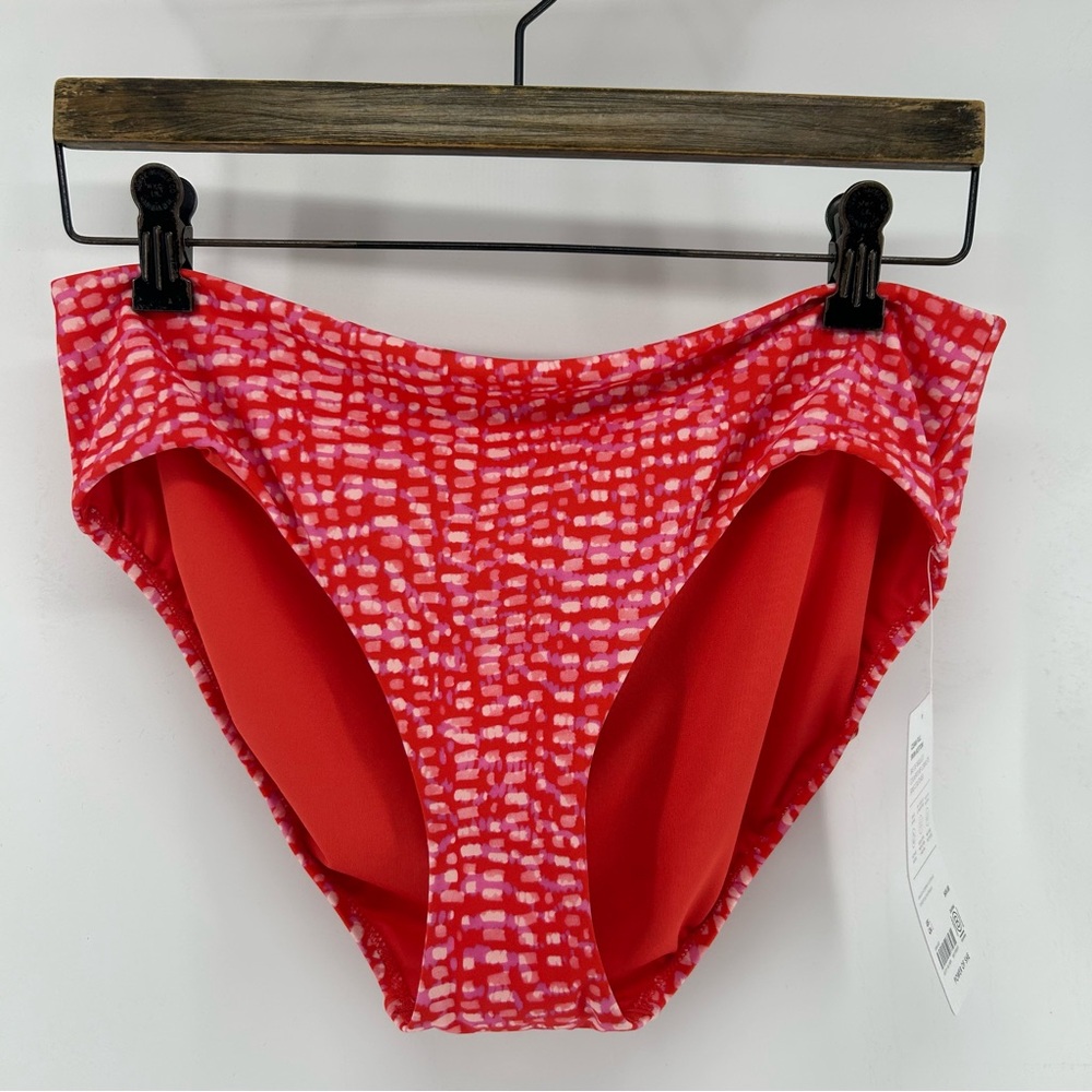 NWT Athleta Clean Full Swim Bottoms Women's L Coverage Hudson Red Pattern Coral